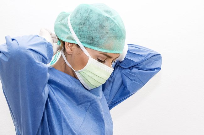 Guardian Isolation Gown (blue on model)